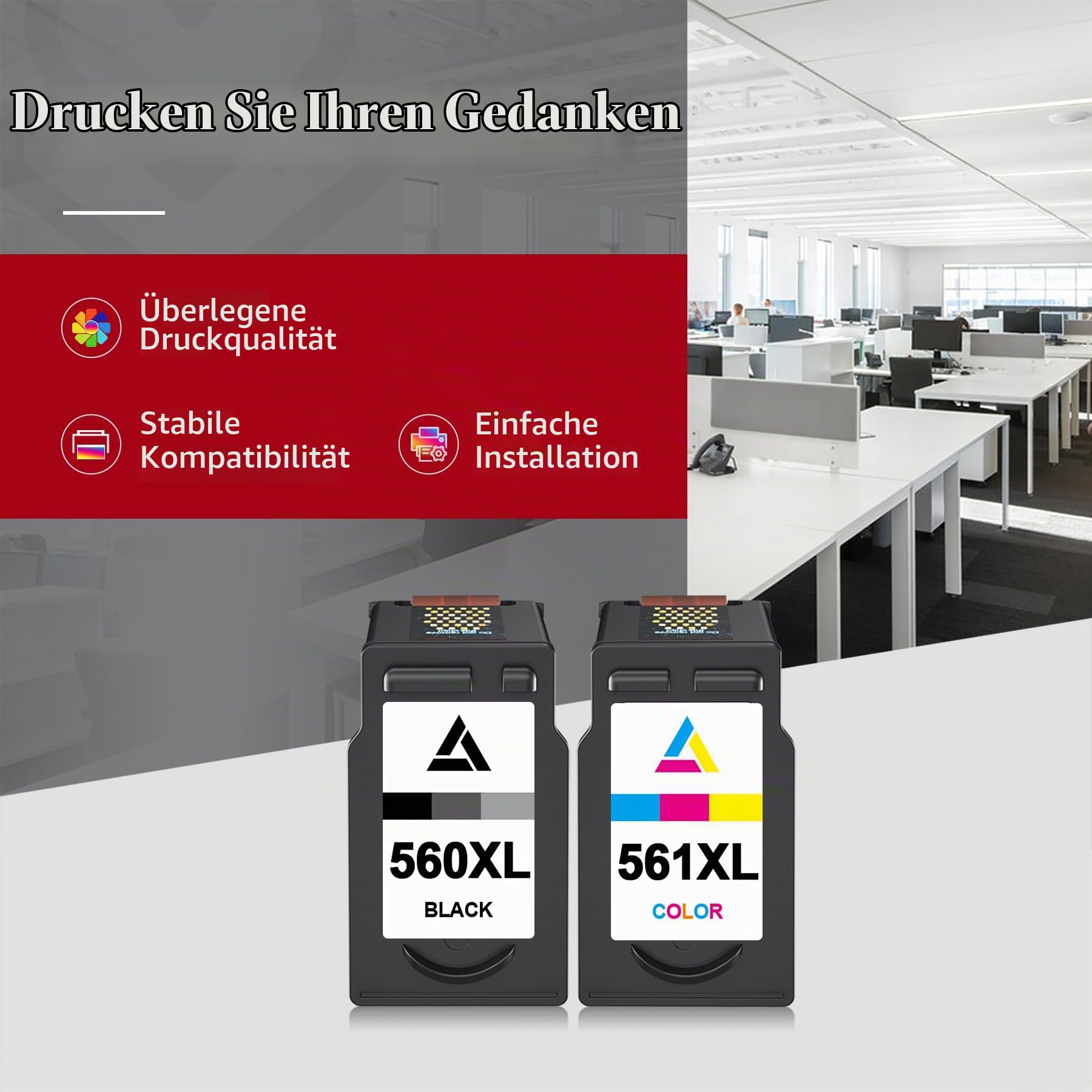 560XL 561XL Druckerpatronen Ersatz für Canon 560 561 Patronen 2er-Pack