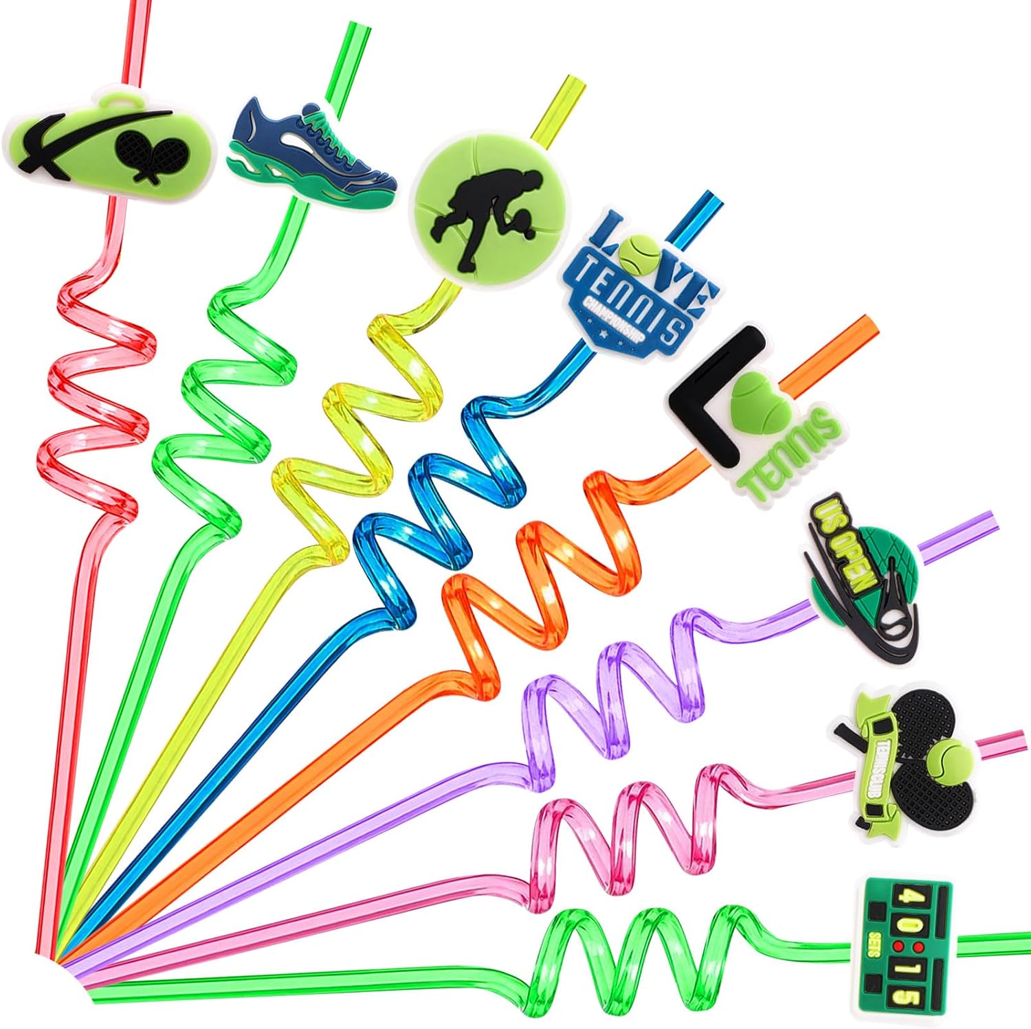 ZUNR 24Pcs Reusable Tennis Plastic Straws Drinking Straws