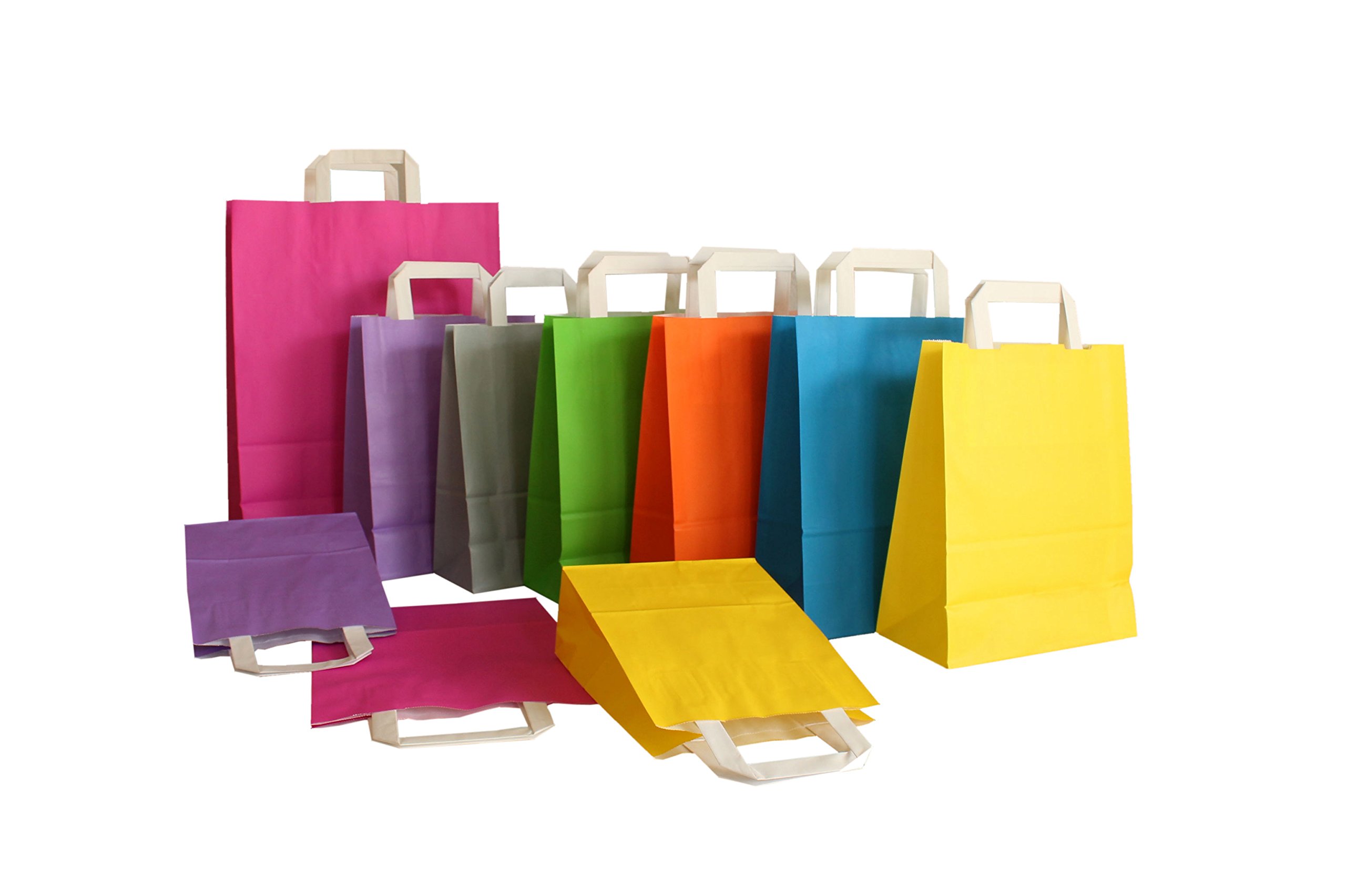 PGV Papierowe torby z płaskimi uchwytami 32 + 12 x 40 cm (200 sztuk, żółte)