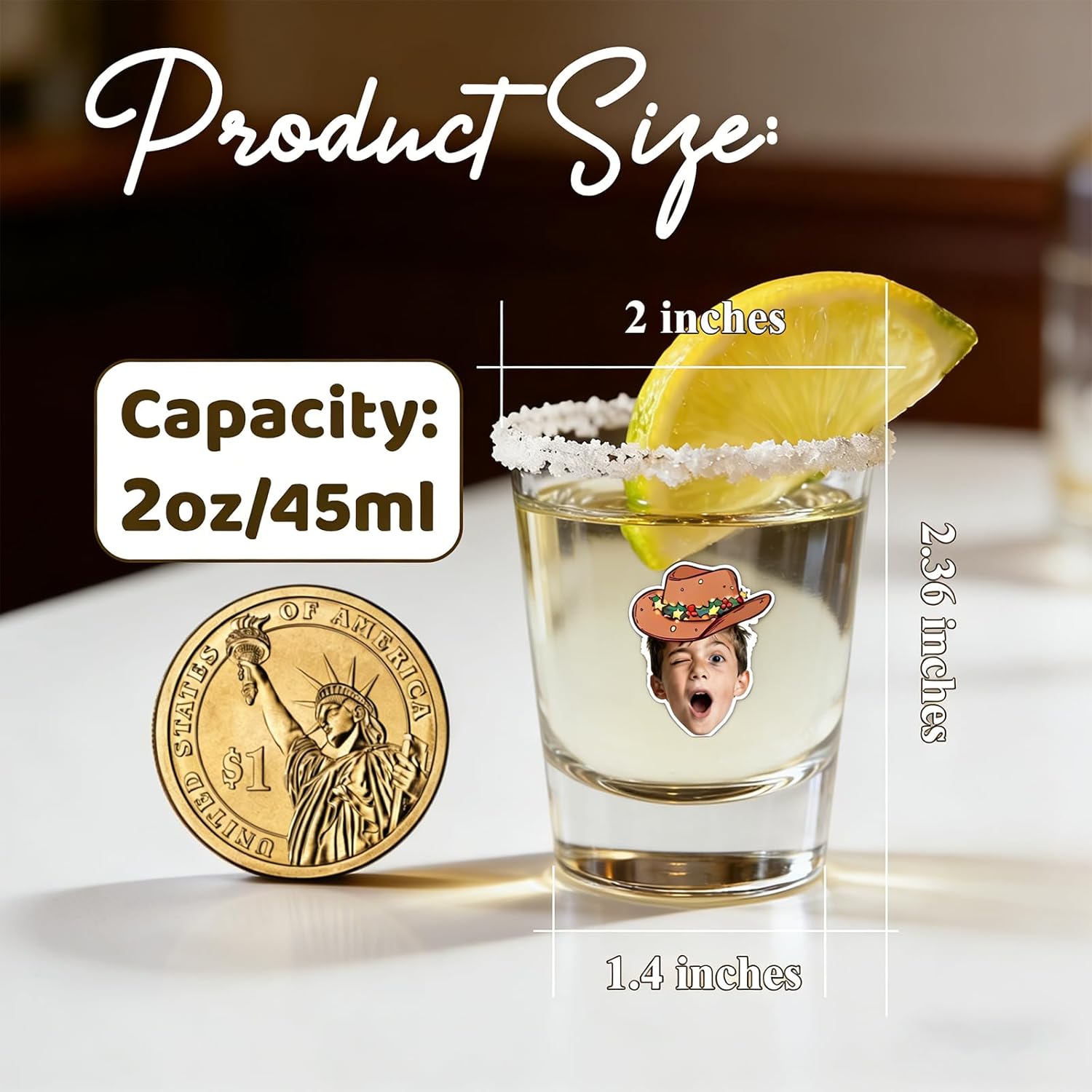 Custom Shot Glasses 2oz Personalized Funny Shot Glass Set with Face Photo Picture Text Logo Gifts for Wedding Birthday Party Favors Bachelorette for Him Her-Photo - Image 2