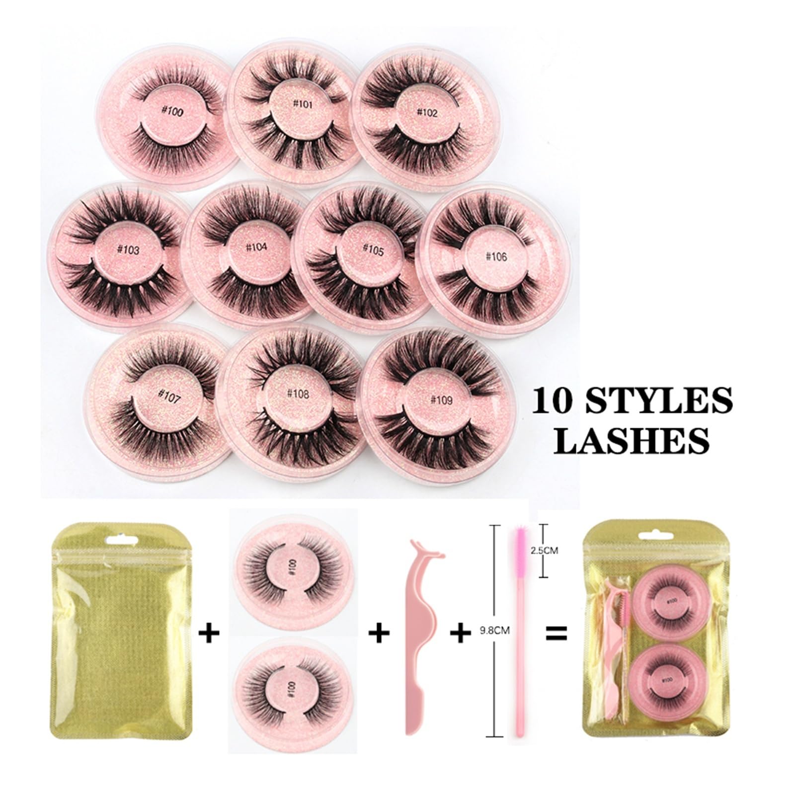 UAMOU Artikel Lashes Eye Bulk 4/50/100 PCS Natürliche lange falsche Wimpern Flauschige künstliche 3D-Nerzwimpern Verkäufer weich dick handgefertigt Cheerfully (Color : Mix 30 Pairs)