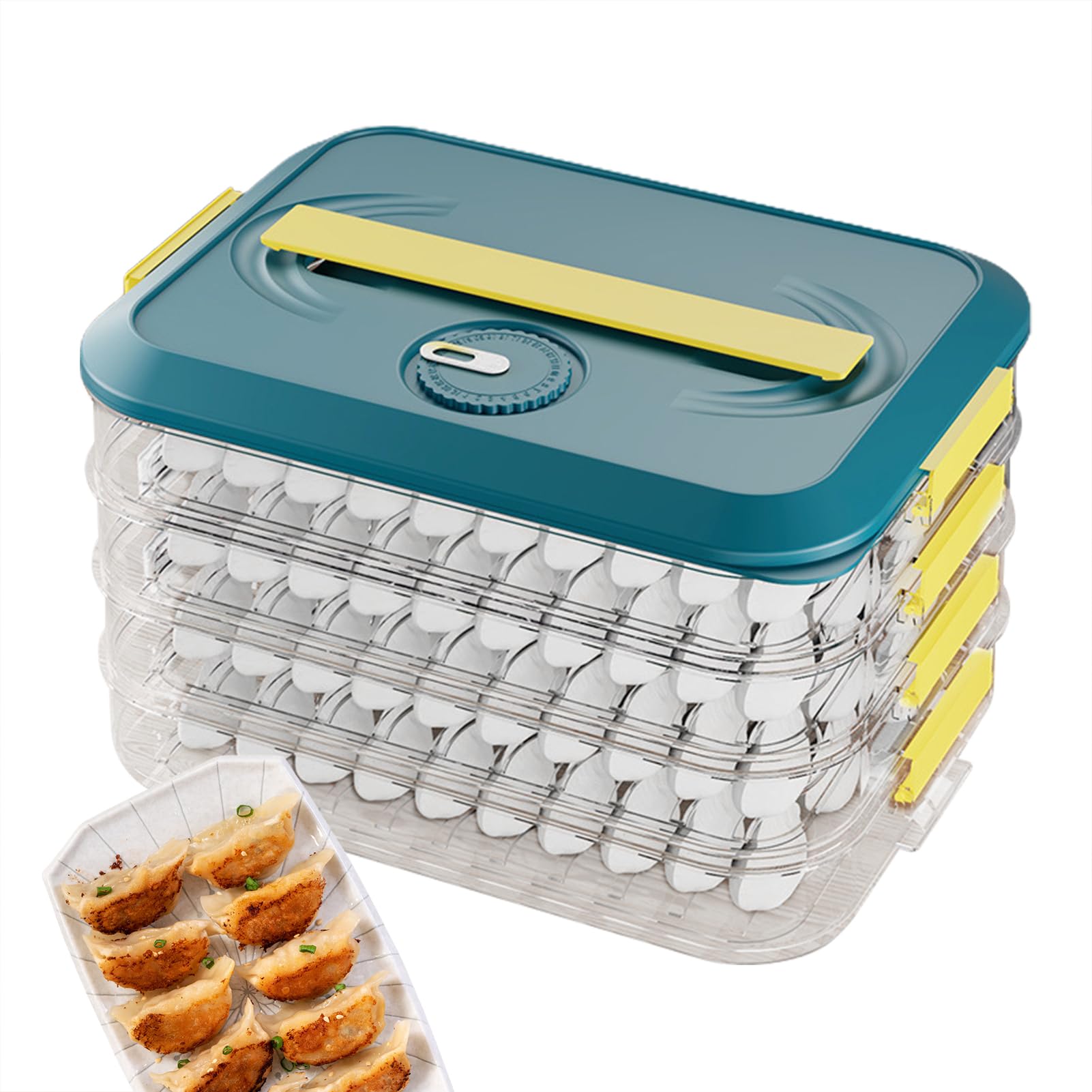 Retorno Dumpling Container, Cookie Freezer Container, 4-Layer Freezer Proof Stacking Snack Container, Good Sealing Fridge Storage Box, Cake Storage Container for Dumpling Wonton