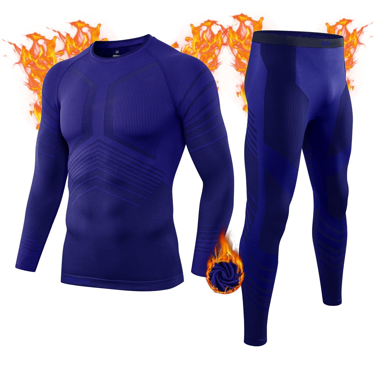 MEETYOO Set Di Biancheria Intima Termica Da Uomo, Lunga E Funzionale, Traspirante, A Compressione, Per Allenamento, Sci, Corsa, Escursionismo, Nero/1, L