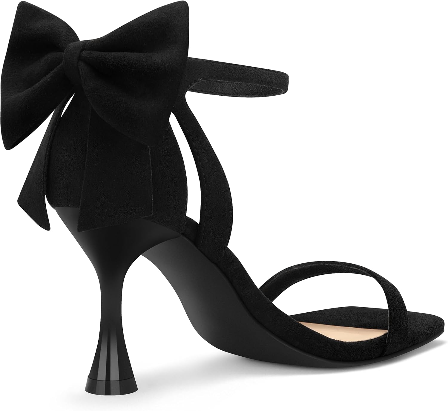 Carcuume Women's Square Toe Heels Bow Tie Ankle Strap Heel Sandals Open Toe Wedding Shoes - Image 3