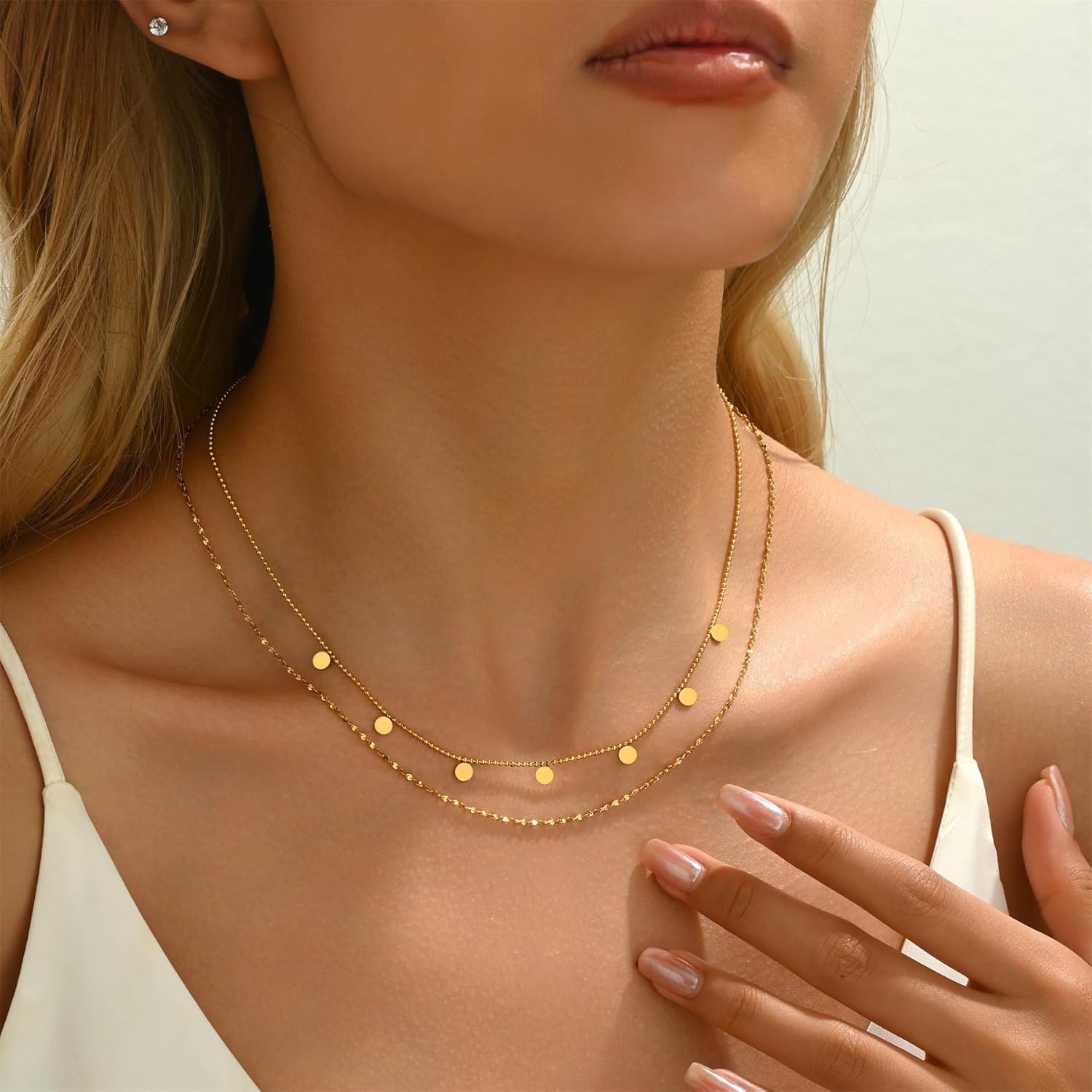 Dainty Layered Necklaces for Women 18K Gold Plated Tiny Cross Choker Necklace Coin Star Charm Pendant Necklace Trendy Jewelry - Image 2