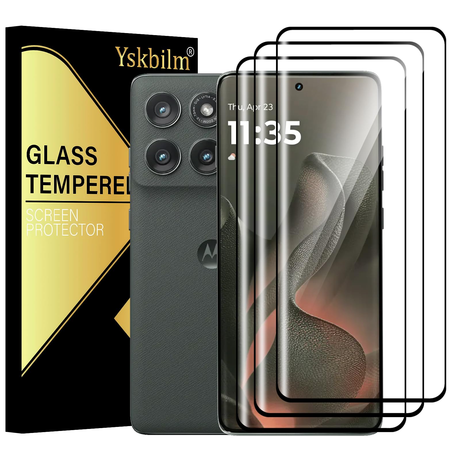 Yskbilm (3 Pack) For Motorola Edge 2025 Screen Protector,HD-Clear 9H Tempered Glass [3D T…