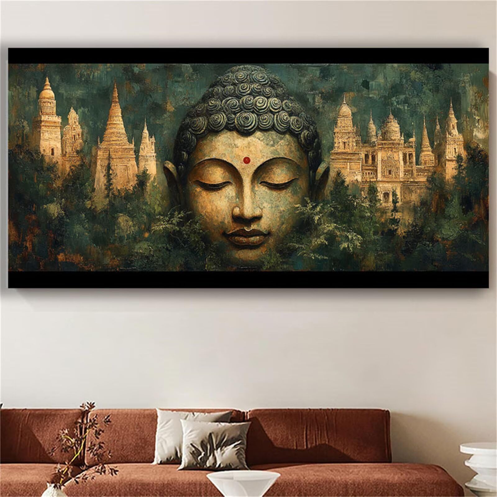Pintar por Numeros Adultos Buda, Pintar por Numeros Religión, Manualidades Lienzos para Paint by Numbers, DIY Kit con Pinceles Pigmento Acrílico, Decoración de Pared del Hogar 80x160 cm sin Marco L987
