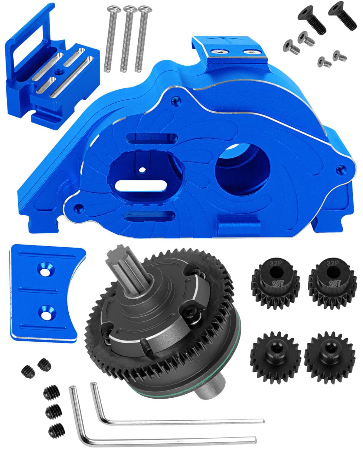 RCMYou RC Center Gearbox Case & 57T Center Differential w/Pinions Upgrades Part for 1/10 Kraton 4x4 4S BLX Outcast 4x4 4S BLX 1/8 Mojave 4X4 4S BLX,