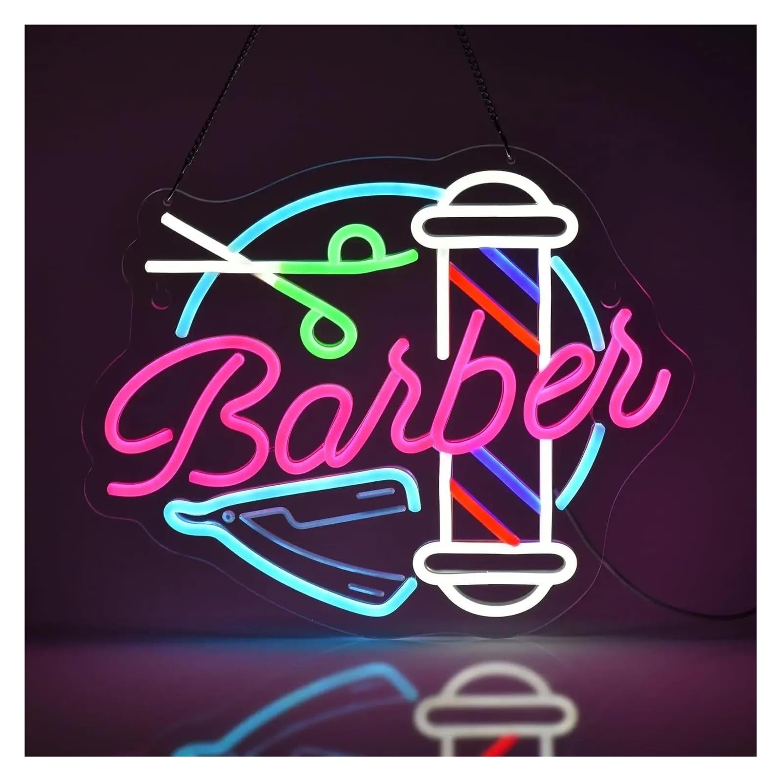 LEMST Sign Lamp Barber Shop Neon Signs, USB Powered Letter Neon Light Suitable for Shop Wall Decor Dimmable Night Lights 32cmx38cm