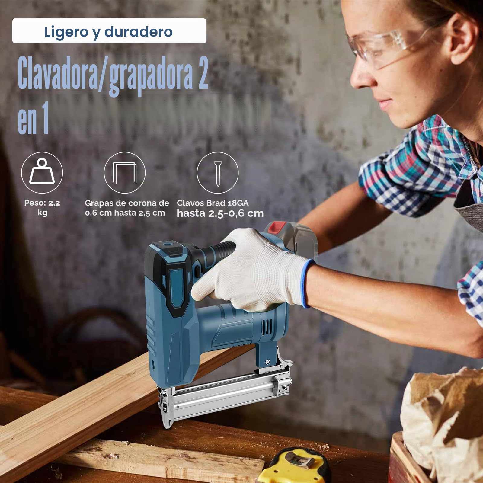 Pistola de clavos recargable Makita 18 V LXT compatible, 2 en 1, grapadora eléctrica para madera/tela/alfombra (sin batería), con 500 clavos rectos y 500 clavos en forma de U