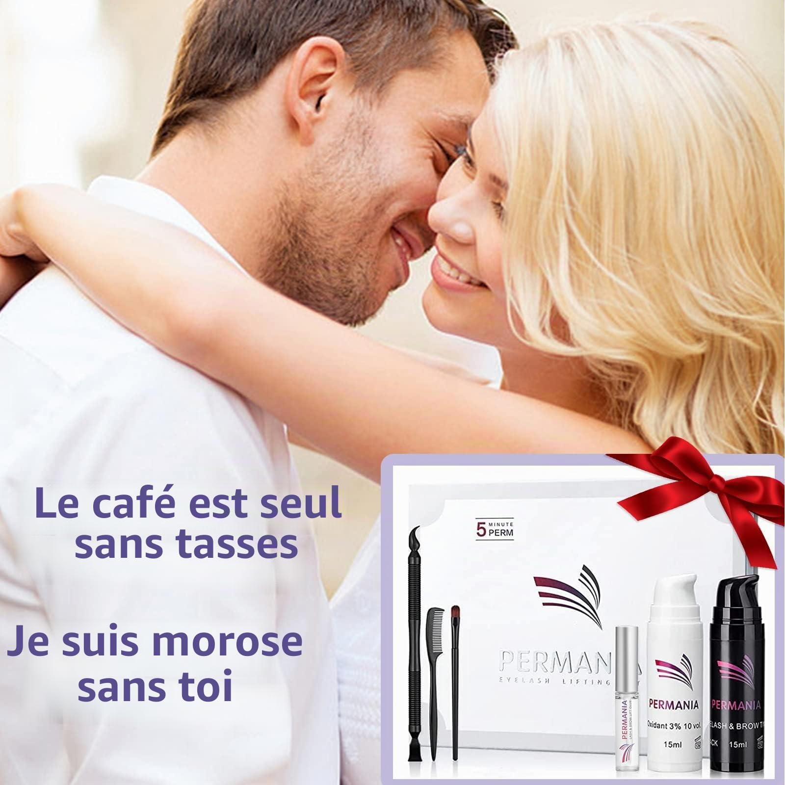 PERMANIA Lash Lift and Tint, Ensemble sourcils et cils 4 en 1 et ensemble noir, pour salon professionnel et usage domestique-15ml