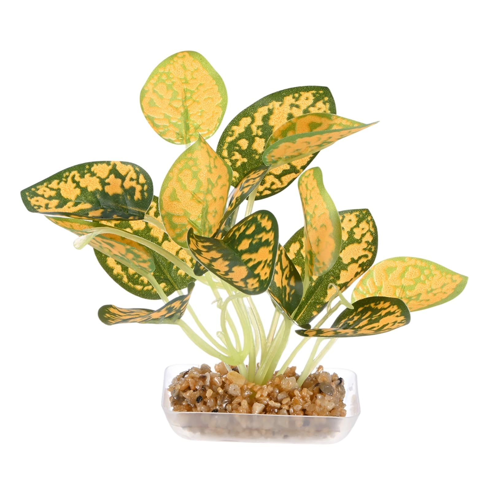M METERXITY 1-Pack Aquarium Plant, Small Plastic Artificial Plant Water Grass Fish Hide Accessories for Aquarium Decoration/Fish Tank Decoration/Terrarium [Style 2, Yellow]
