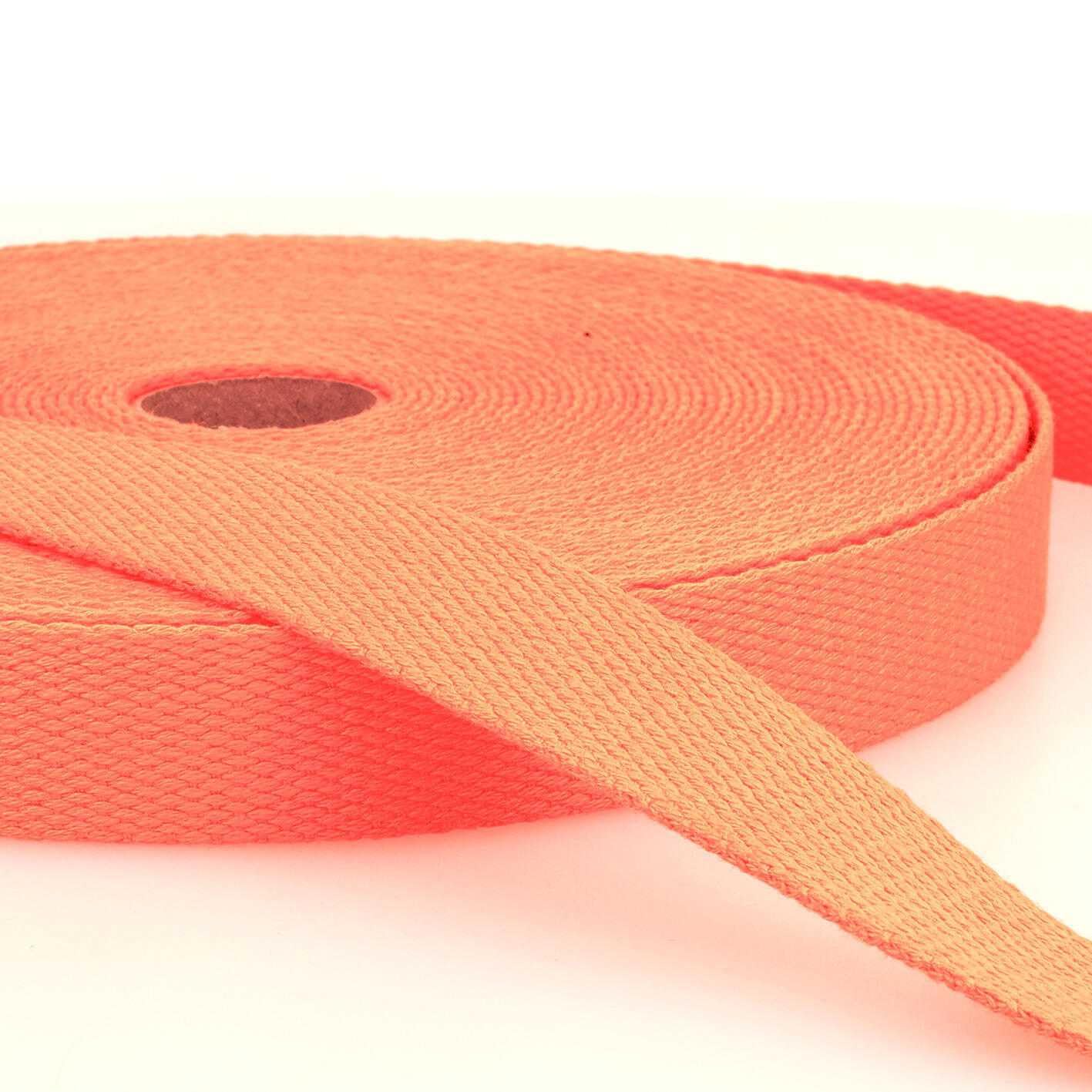 25mm Cotton Webbing 2mm Strap 231D, 085 Salmon Orange, 4 Metres โ image 1
