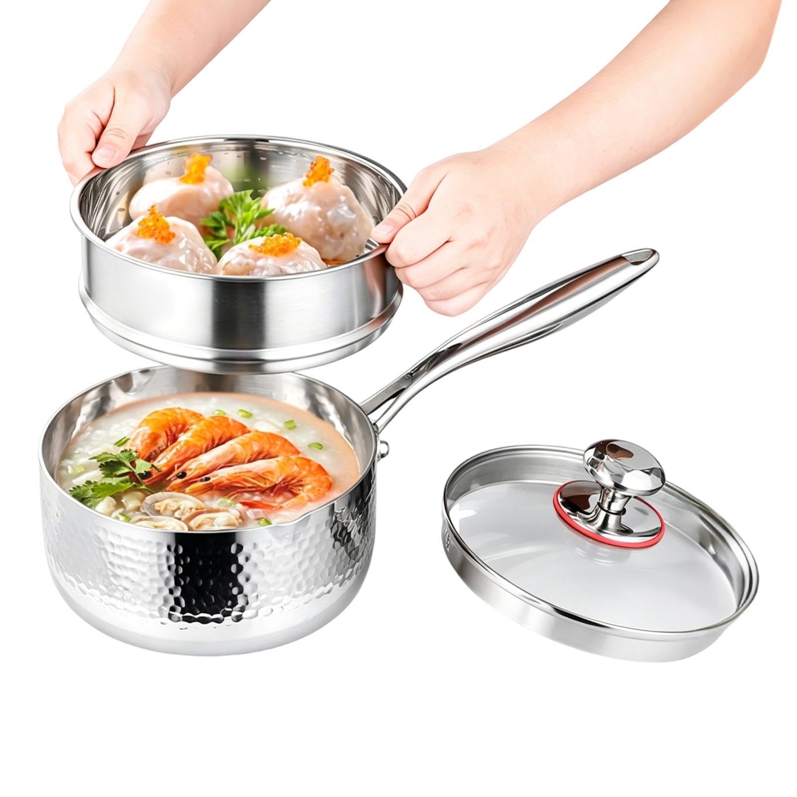 Cacerola Con Tapa Acero Inoxidable Multiusos De Pico Vertedor | Juego De Cacerolas Para Cocinar Y Cocer Al Vapor Para hogar, cocina y comedor, cocinar, freír, cocción lenta, hervir, sopas