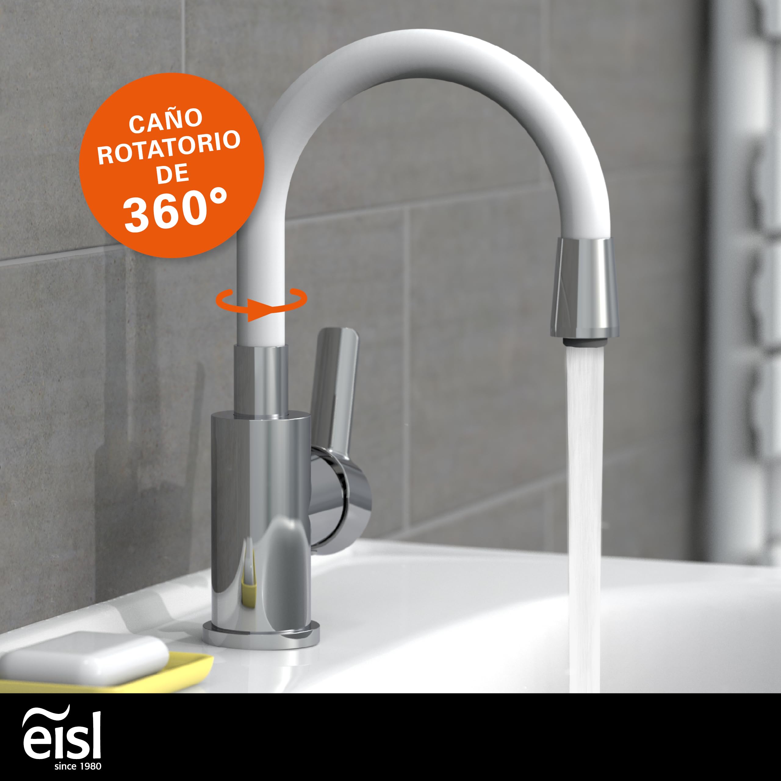 EISL FLEXO NI075FLCRW - Grifo para lavabo (caño flexible, color blanco)