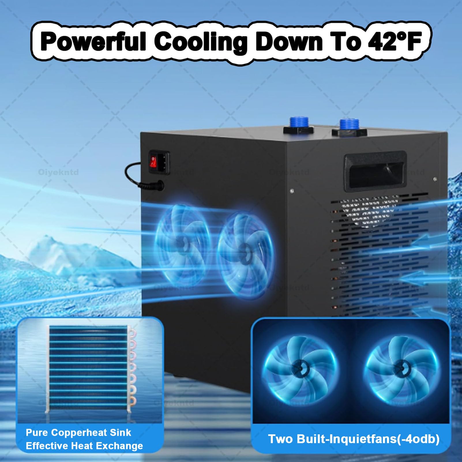Refrigeratore d'acqua per vasche idromassaggio fredde, refrigeratore d'acqua per vasche idromassaggio fredde con 2 pompe, filtro esterno e telecomando, unità di raffreddamento d'acqua per vasche
