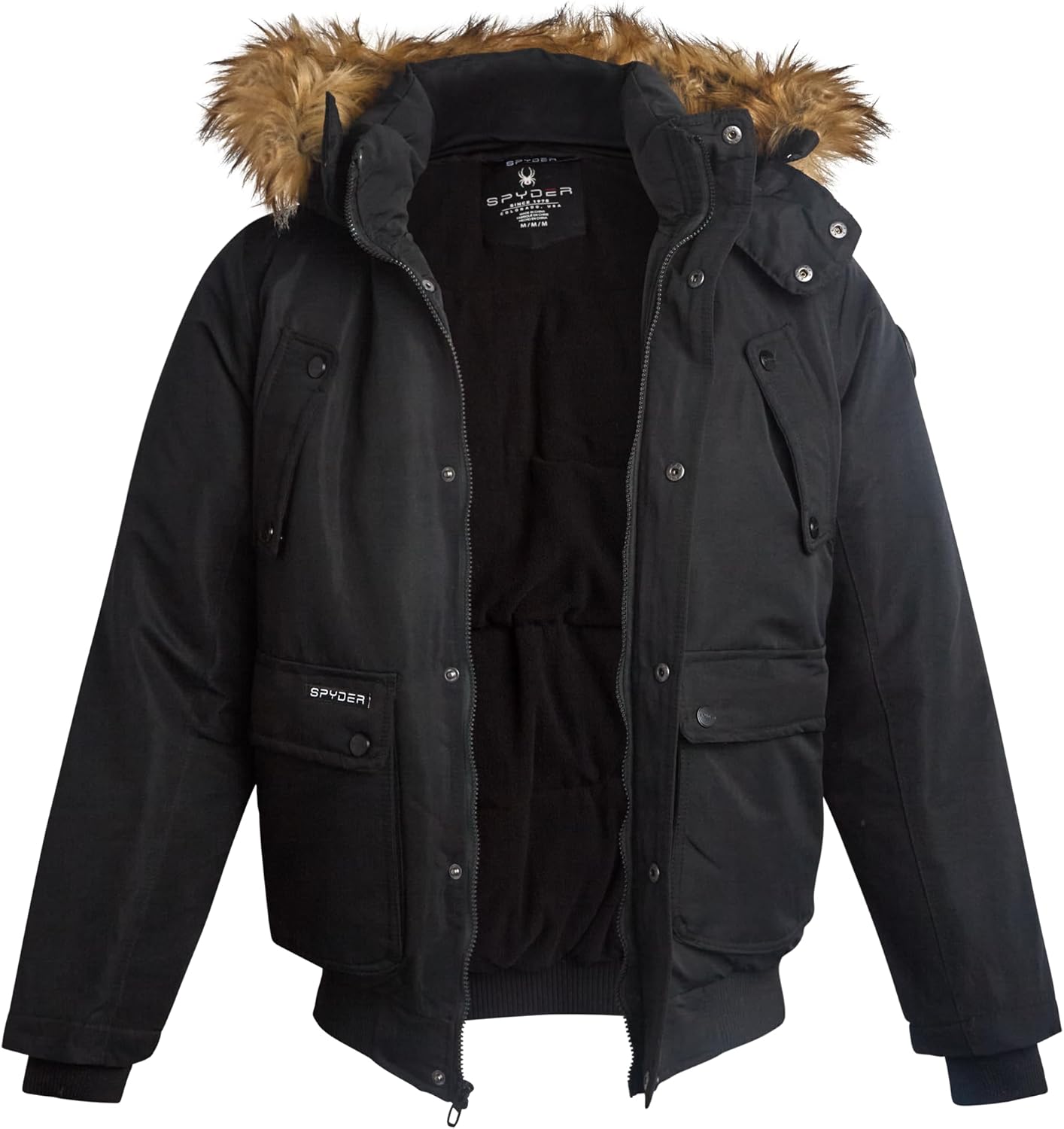 Spyder Mens Puffer Jacket - Heavyweight Wind and Water Resistant Parka Coat Insulated Winter Jacket for Men w/Faux Fur Hood - Image 2