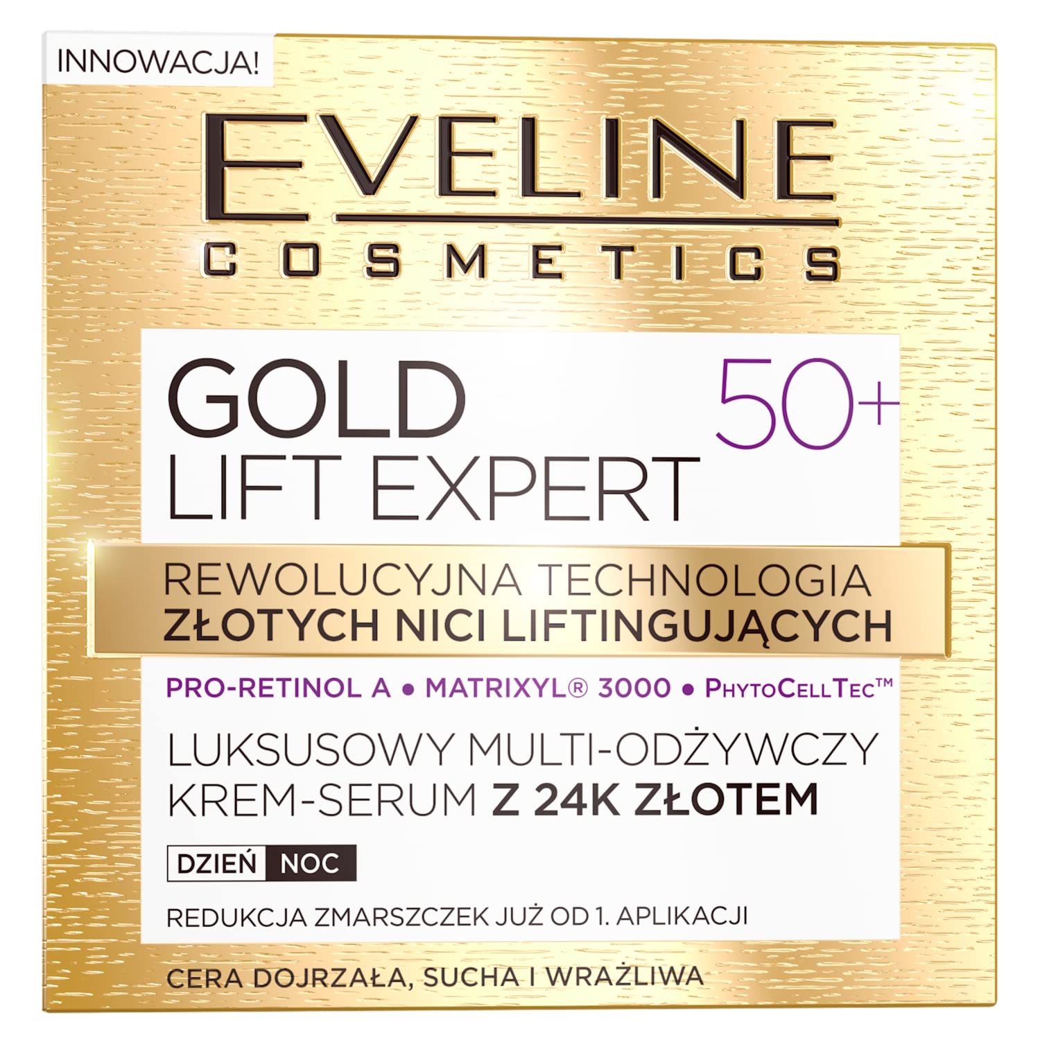 Eveline Cosmetics Luxus Multi-Nährende Creme-Serum mit 24k Gold für 50+ - Fortschrittliche Anti-Aging Lifting-Technologie (Packung mit 4)
