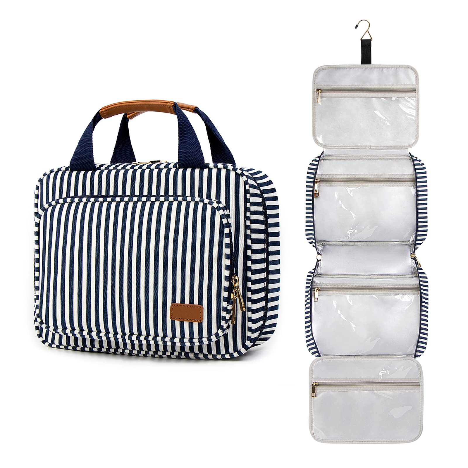 Pearl Angeli Hanging Travel Toiletry Bag for Women Large Capacity Portable Travel Makeup Bag Water-resistant Makeup Organizer Cosmetic Bag with Hanging Hook Wet Pockets, B-Royalblue