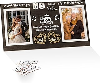 Then & Now Anniversary Picture Frame, Anniversary Wedding Gifts for Couple, 1-99 Years Wedding Gift Ideas, Bridal Shower Gifts with Sentimental Quote, Couple Picture Frame Holds 2 4x6 Inches Photos