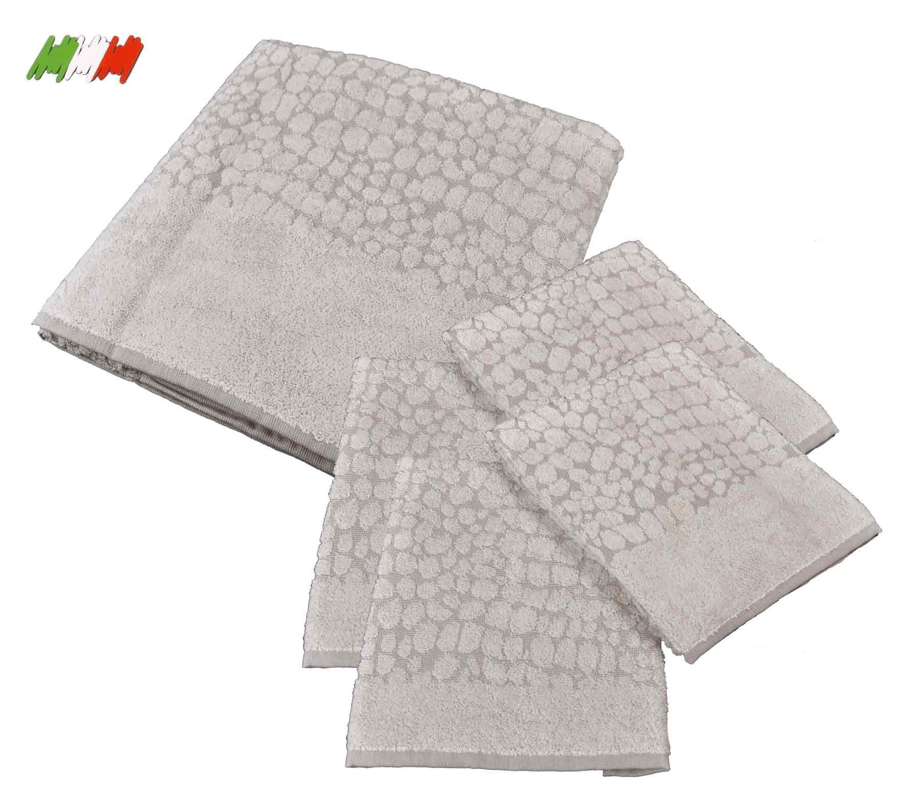 Casatessile Giungla Set 5 pz. Bagno in Spugna Set Asciugamani Bagno in Cotone