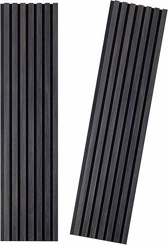 Miniatura 8 de Paneles de pared de madera de 94 pulgadas para decoración de pared interior, reducción de ruido, panel de listones de madera 3D acanalados negros