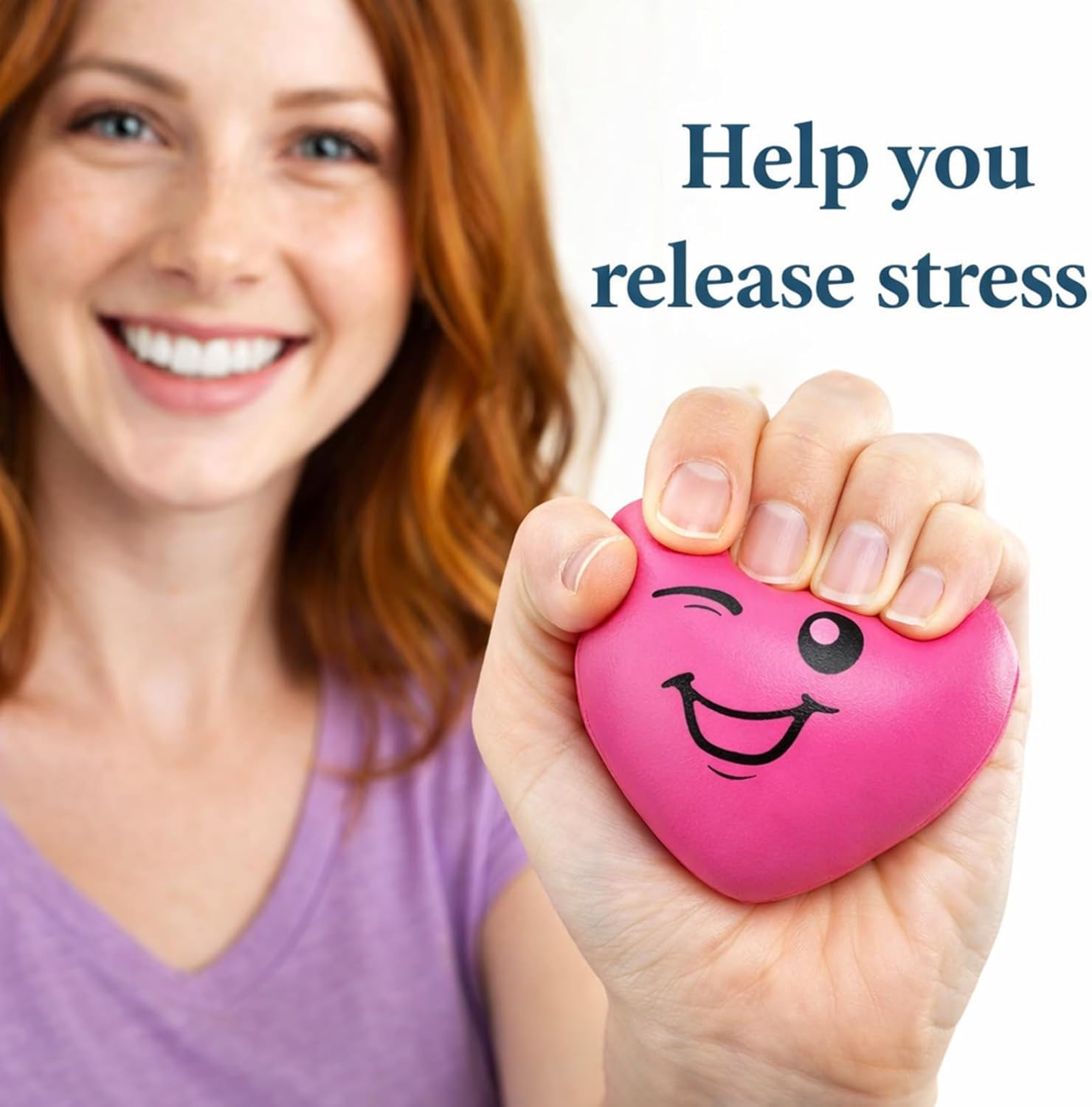 60 Pcs Valentine's Day Heart Stress Balls Bulk Mini 1.6" Smile Face Squeeze Foam Relief Heart Shaped Stress Ball for Valentine Galentine Party Gifts Bag Fillers Adults Carnival Reward, 3 Colors