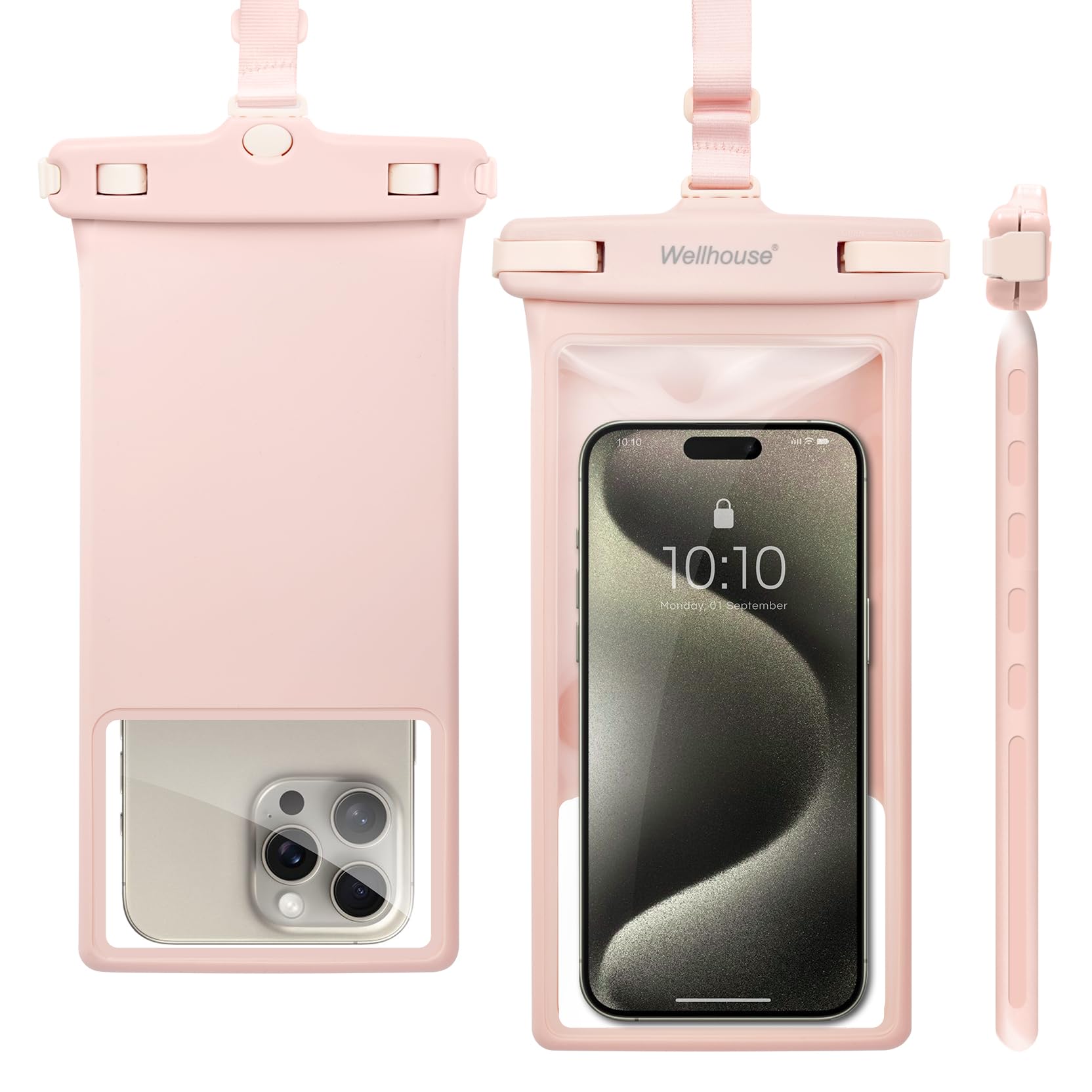 wellhouse Waterproof Phone Pouch, Waterproof Phone Case for iPhone 17 16 15 14 13 Pro Max XS Samsung, IPX8 3D Cellphone Dry Bag Beach Essentials (1
