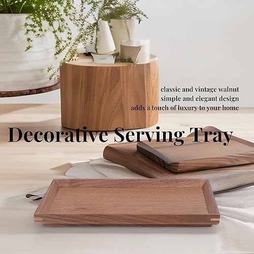 Miniatura 6 de Bandeja de madera de nogal negro, bandejas rectangulares de madera para servir, bandeja grande de madera oscura, bandeja decorativa rectangular,