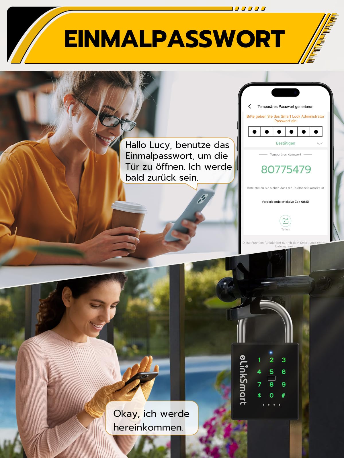 Anweller Cerradura biométrica,Cerraduras Bluetooth con código y RFID,Candado resistente a la intemperie con llave, cerradura de combinación para puertas, vallas, taquillas y almacenes