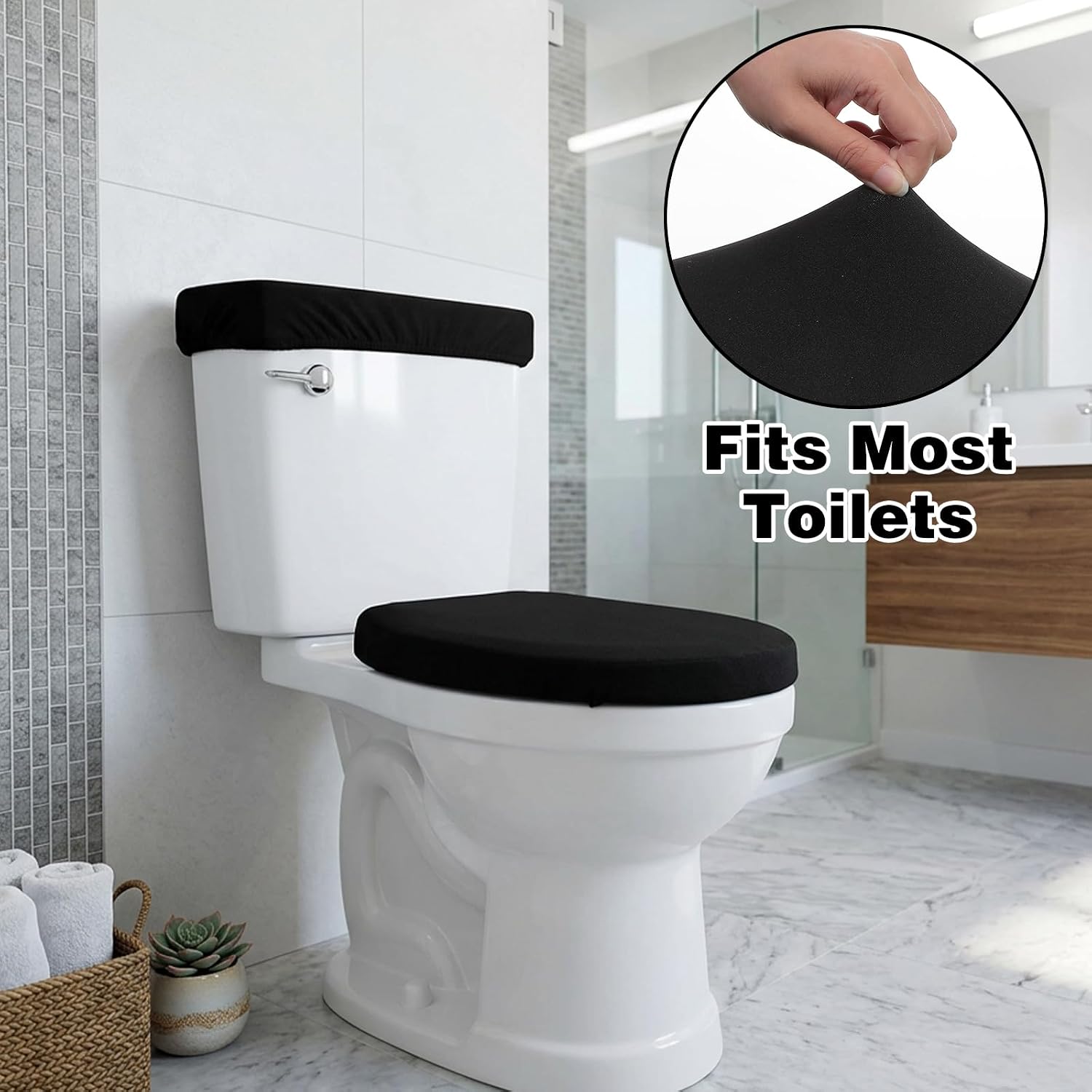 2 Pcs Microfiber Toilet Lid Cover, Toilet Tank Lid Cover