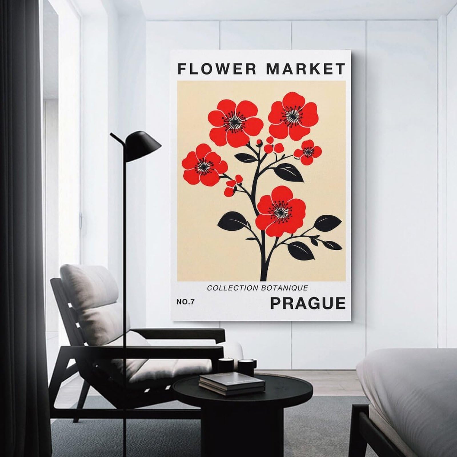 Junmoney Canvas Art Print Prague Flower Market Print, 12x18inch(30x45cm), for Calm Bedrooms, Home Corners Or Flats, A Warm Accent for Relaxed Interiors