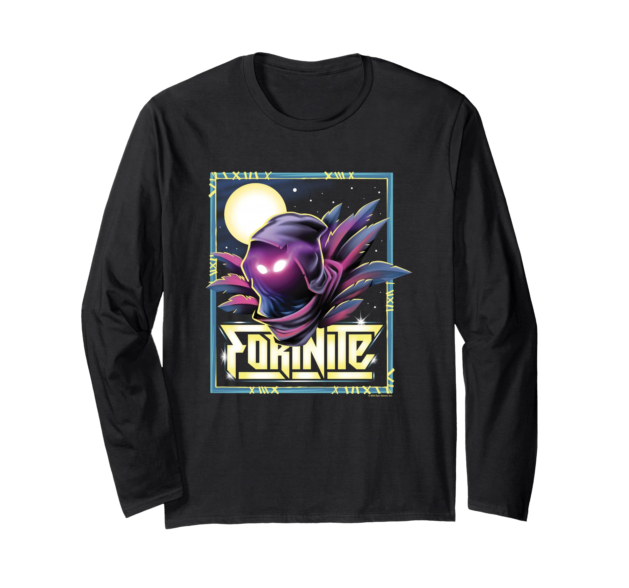 Fortnite Raven Icon Shadow Silhouette Big Chest Poster Long Sleeve T-Shirt