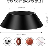Vista 2 de Blulu Soporte de exhibición de bolas de memoria, 6 unidades, soporte de pedestal para fútbol, baloncesto, fútbol, voleibol, sóftbol, bolos (negro)