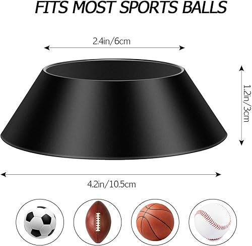 Miniatura 2 de Blulu Soporte de exhibición de bolas de memoria, 6 unidades, soporte de pedestal para fútbol, baloncesto, fútbol, voleibol, sóftbol, bolos (negro)