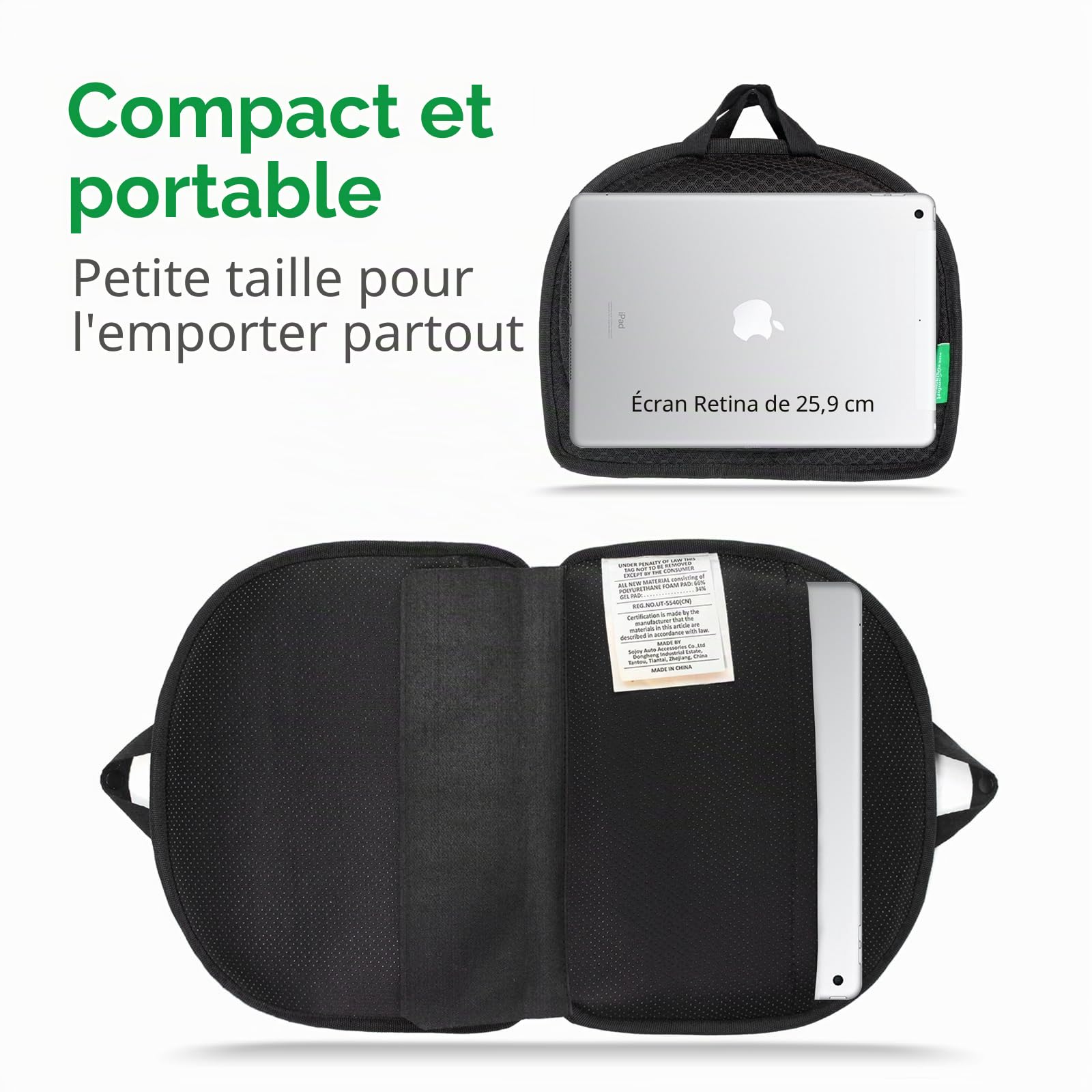 Petit Coussin de siège de Voyage, Coussin de siège en Mousse à mémoire de Forme, Coussin de Soutien pour Les Fesses, Portable et Pliable pour de Longues Heures Assis sur Le siège de
