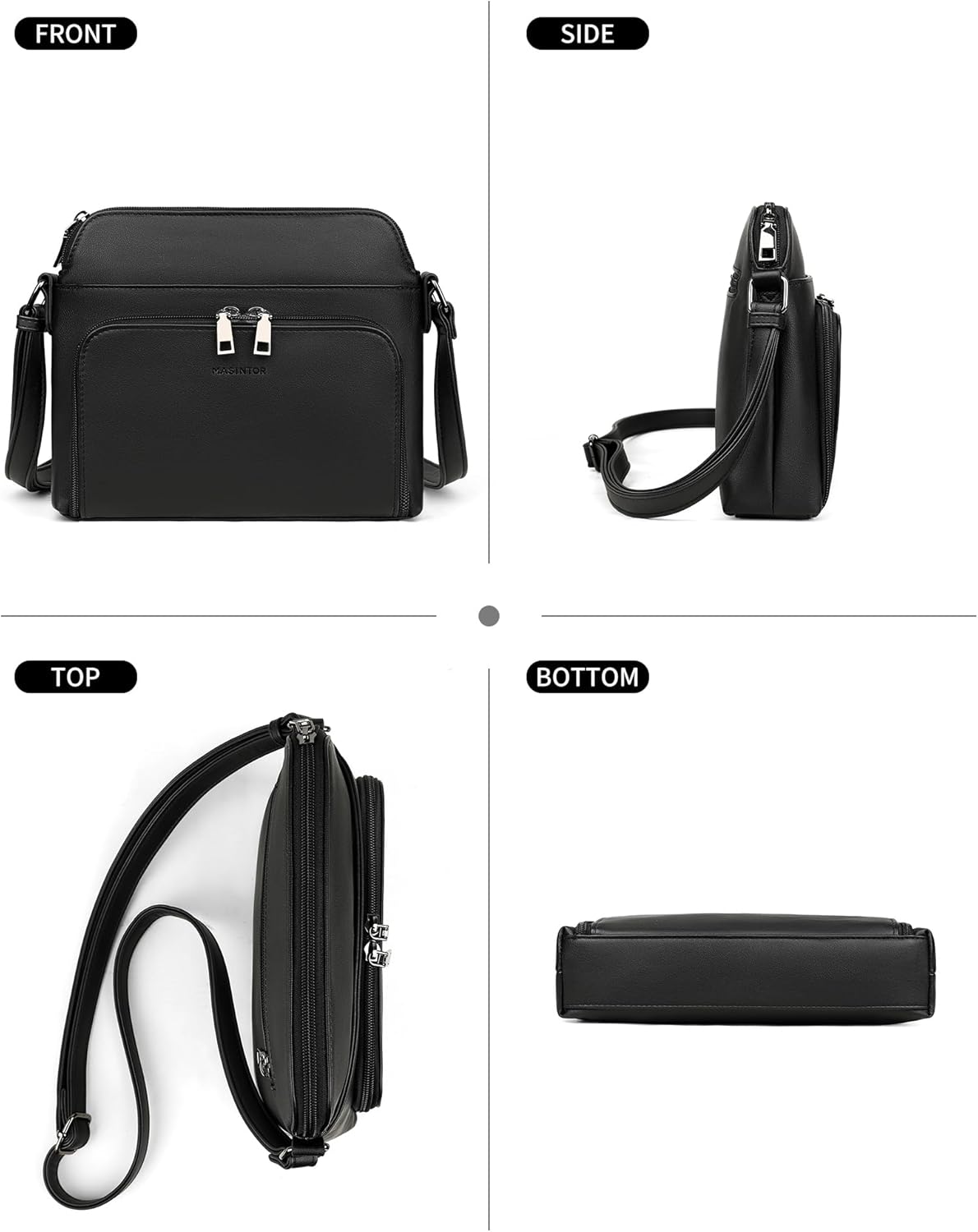 MASINTOR Crossbody Purse Bags for Women, Multi-Pocket Soft Leather Shoulder Purse with Tassel, Lightweight Travel Handbag - Image 7