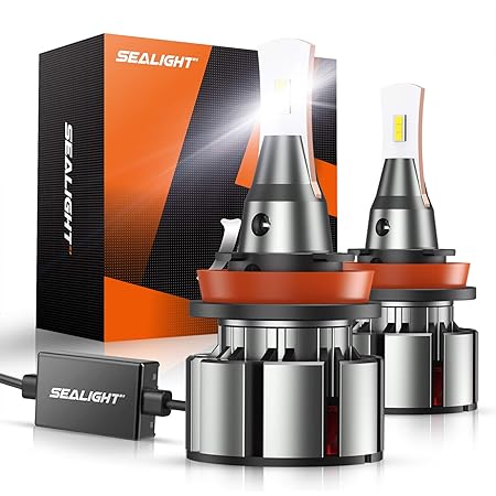 SEALIGHT H11/H8/H9 LED Headlight Bulbs 15000lm, Laxmas L2 Series Low Beam/Fog Light, 360-degree Illumination, 400% Brightness, 6000K Daylight Effect, Canbus Error Free, Easy Installation, Pack of 2