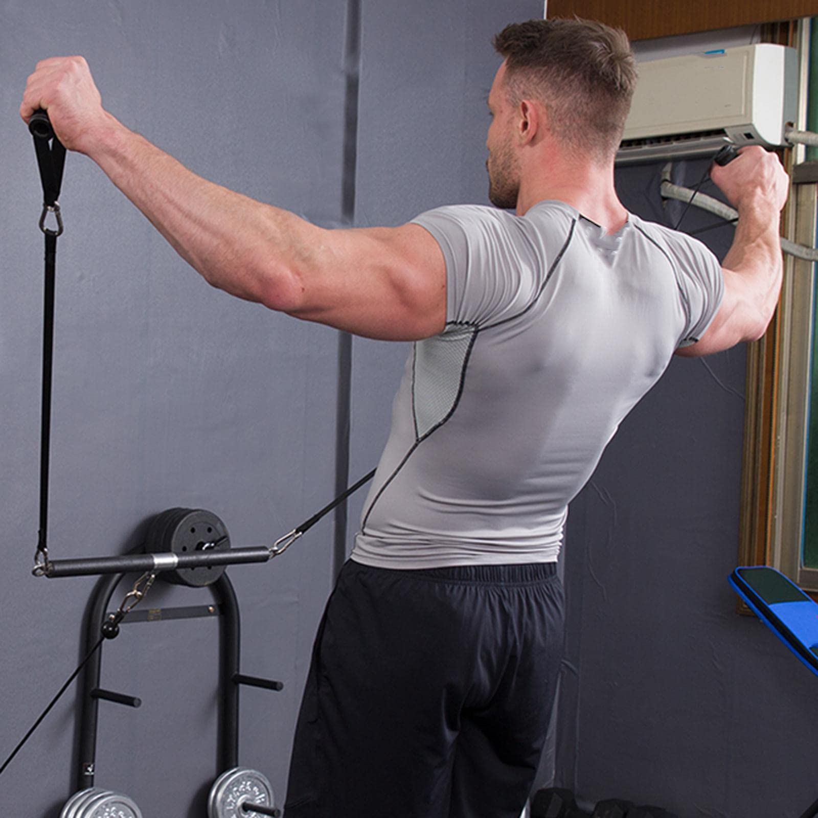 Máquina de Poleas con Barra Recta para Tríceps Y Ejercicios de