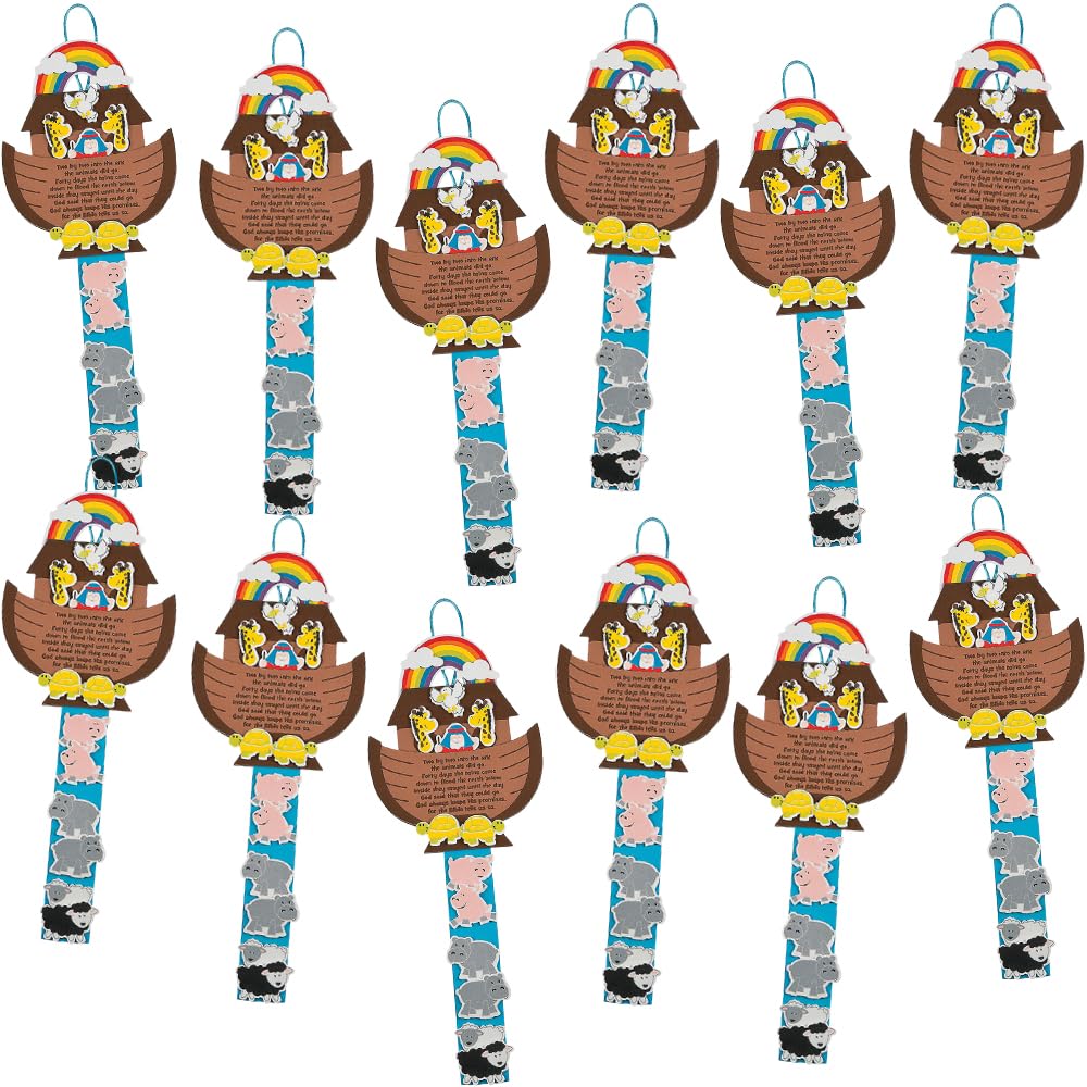 Fun Express Noahs Ark Craft Kit - Makes 12 - Sunday School, Religious Crafts for Kids - VBS Vacation Bible School Supplies/Decor