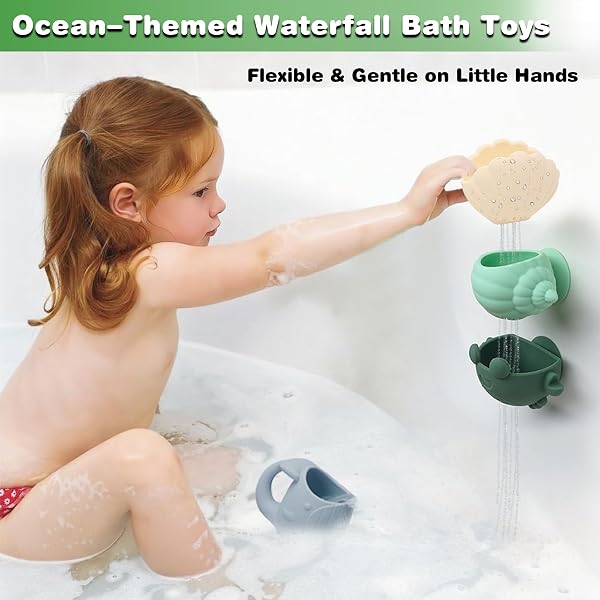 Juguetes de Baño para Bebé, 4 Piezas Juguetes Baño Bebe para Niños Niñas 1 2 3 4 Año, Regalo Baño Bebe, Juguetes de Baño para Bebé Ducha Juguetes de Natación, Niños Niña Juguetes Educativos - 2