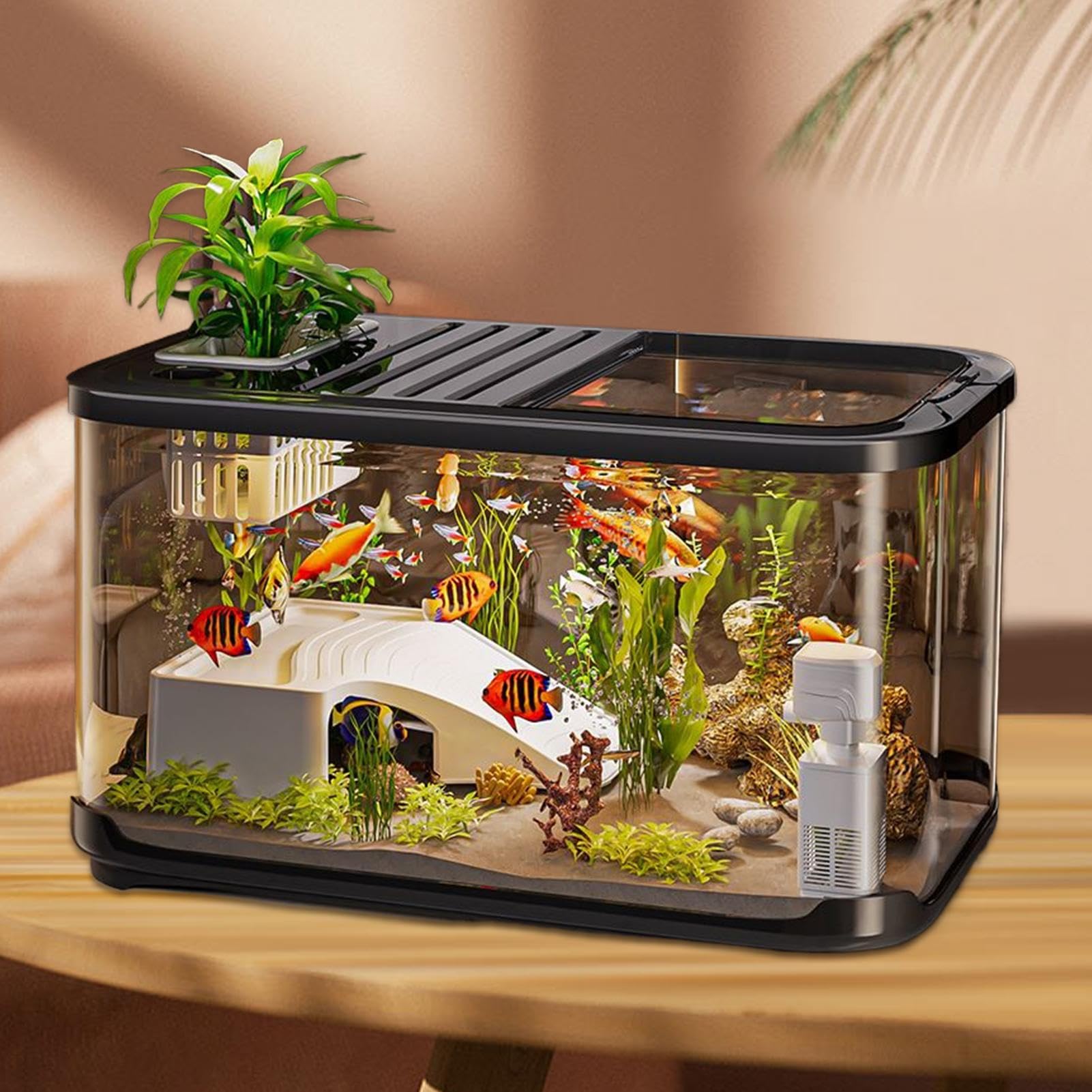 Kit Acquario Contenitore Ventilato Con Fori Di Ventilazione A Gradini E | Kit Allestimento Acquario Per Acqua , Salata, , Sabbia, Gamberetti, Decorazioni Vegetali, Vita