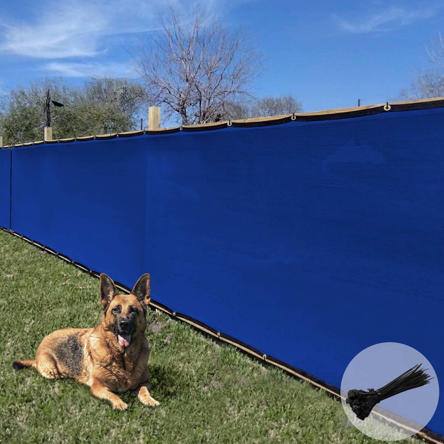 Amazon.com : E&K Sunrise 6' x 50' Privacy Fence Screen with Grommets, Outdoor Windscreen Fence Covering Privacy Screen UV Blockage for Backyard Garden Patio, Zip Ties Included (Blue) : Patio, Lawn &