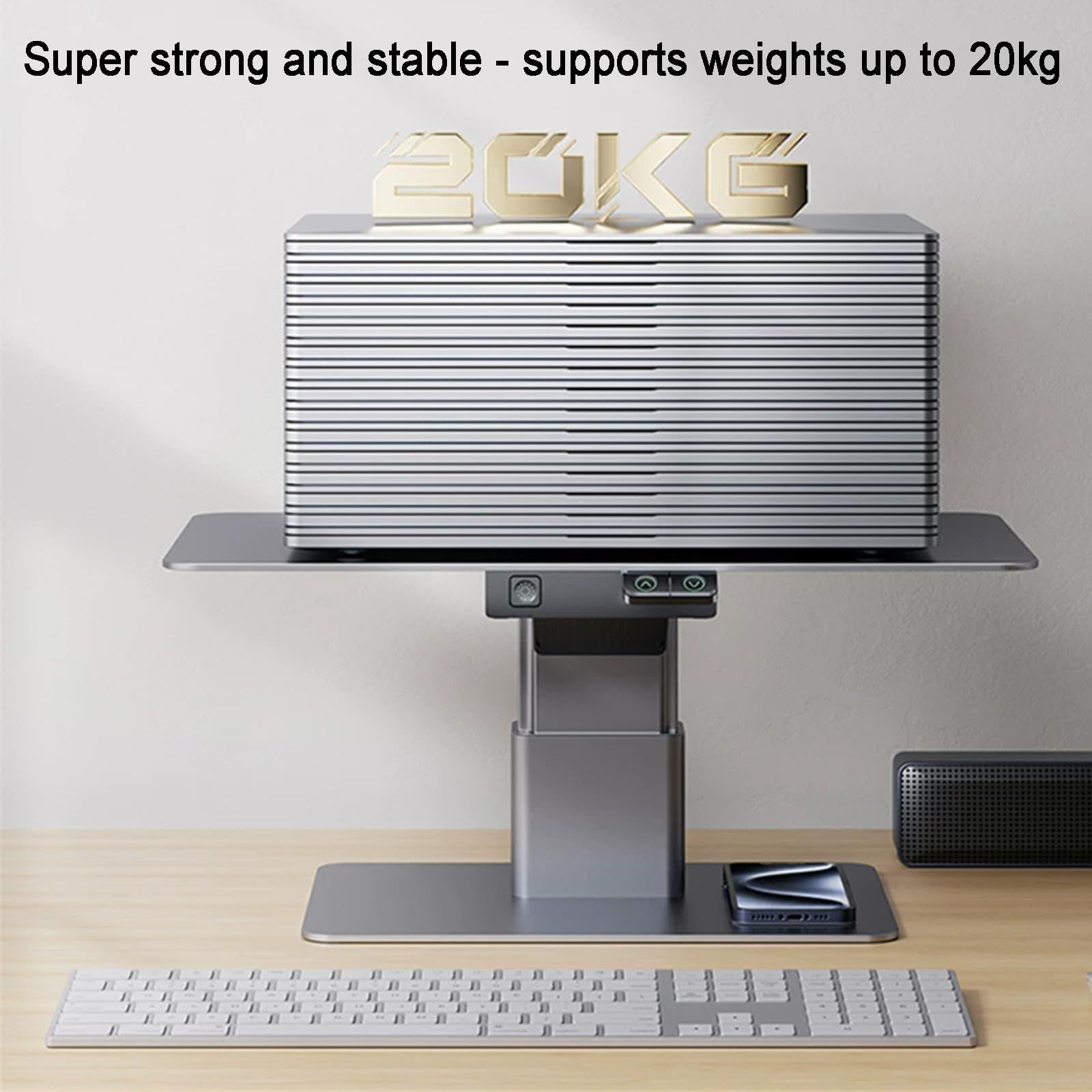 Supporto Rialzato per Monitor da Scrivania, Supporto per Computer in Alluminio Regolabile in Altezza con Hub USB 3.0, Illuminazione RGB, capacità di Carico 44 Libbre (20 kg) per Pc, Laptop