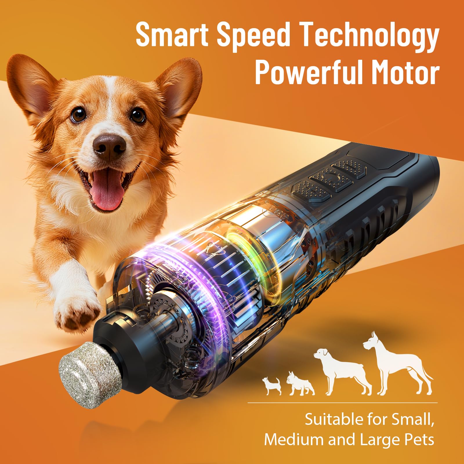 Electric Dog Nail Grinder: Upgraded 5-Speed Quiet Dog Nail Trimmer-Safe Painless Nail File for Claw Trimming & Grooming Care At Home for Dogs & Cats(Light Black) - image 3