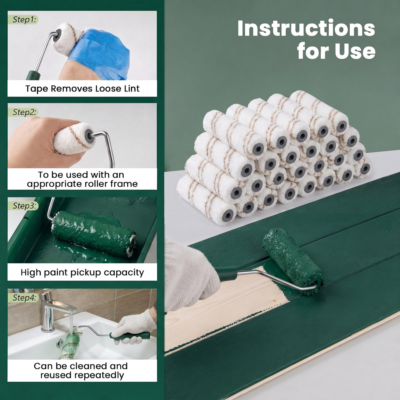 Mister Rui Microfiber Paint Rollers - 40 Pack -5 Mister Rui Microfiber Paint Rollers - 40 Pack -5