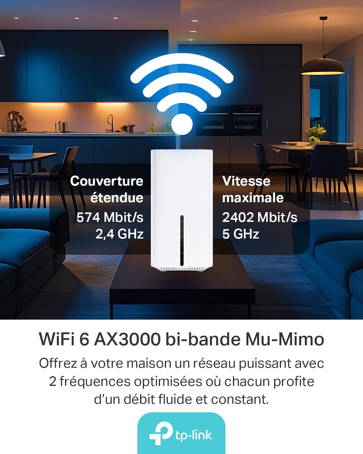 TP-Link Routeur 5G Archer NX505 Wi-FI 6 AX3000Mbps Bi Bande, Jusqu’à 4,67 GB/s, 1 Port WAN/LAN, Jusqu’à 64 Appareils, EasyMesh, libertez-Vous de la Box opérateur avec Tous Les NanoSIM