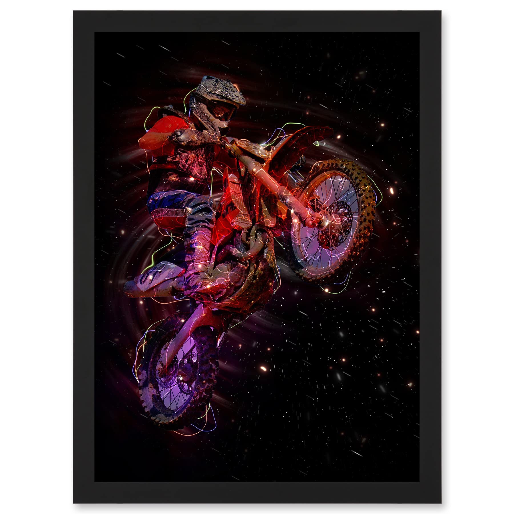 Wee Blue Coo Electric Light Motocross Dirt Bike Artwork Framed Wall Art Print A4