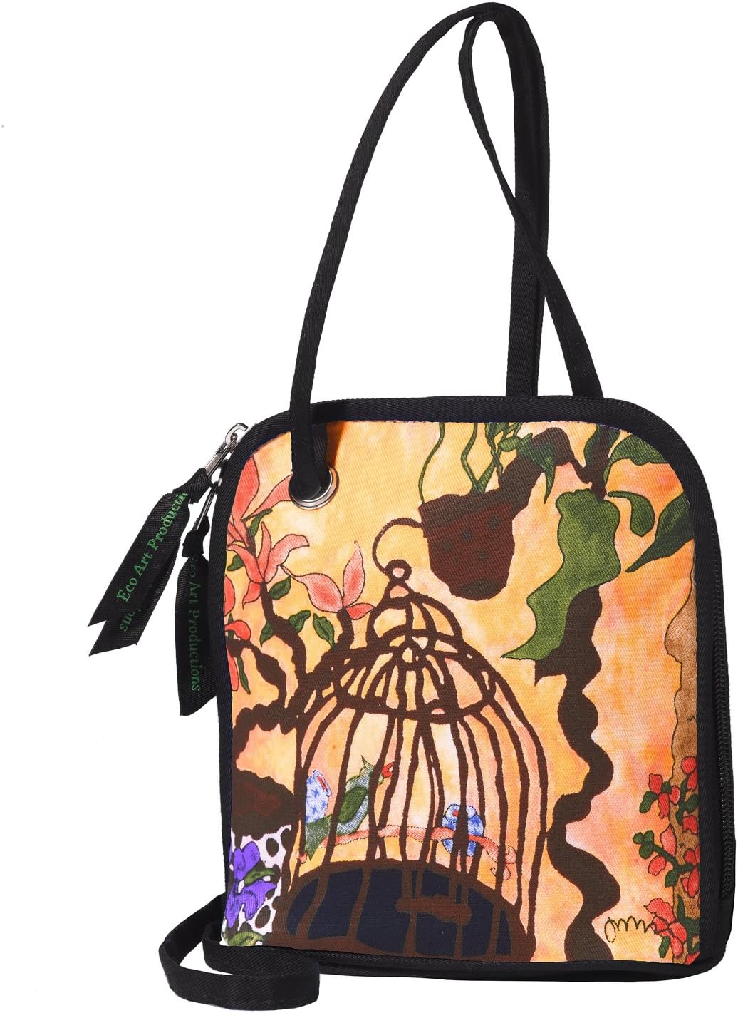 Birdsong Cross Body Bag, Art Bag, Eco Bag by Artist Joanna Gregores