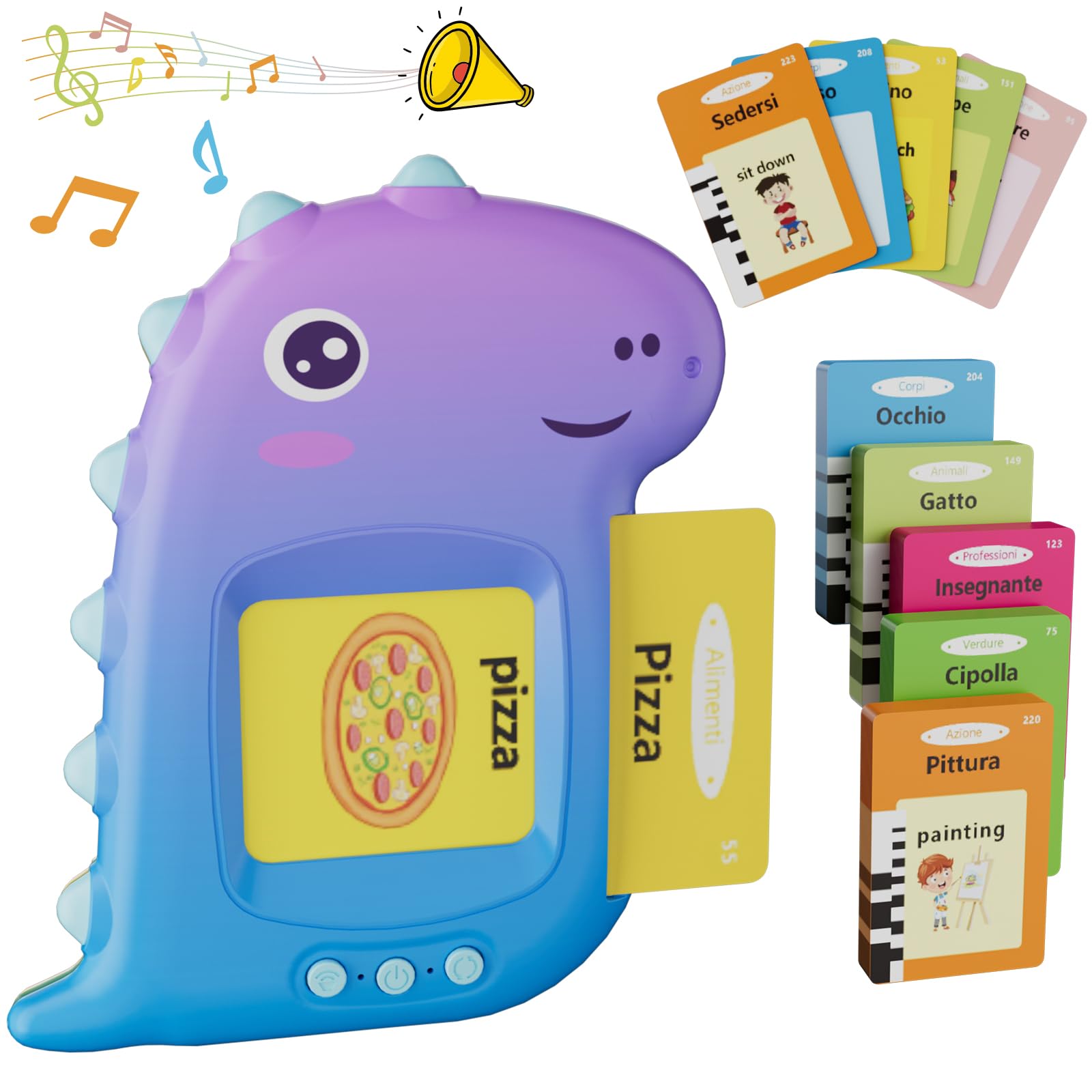 Talking Flash Cards Flashcards Parlanti Giocattoli Montessori, Electight Macchina per Schede Educazione Prescolare per Bambini 2+Anni, lmparare a Parlare, Giocattolo Educativo,Compleanno (Viola)